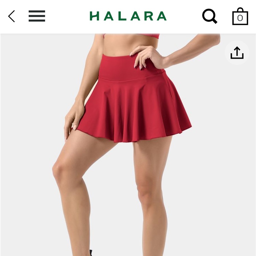 HALARA Red Flared Athletic Skirt